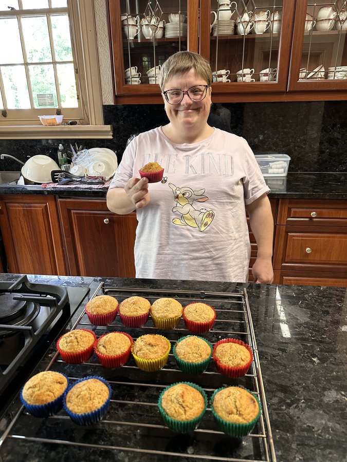 Participant baking muffins at Eden Stirling